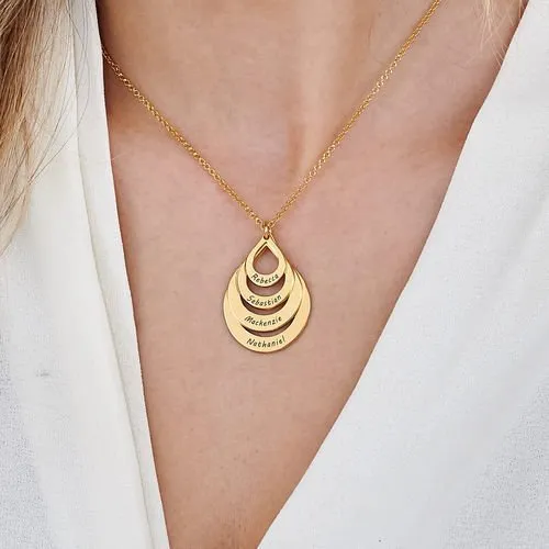Engraved Drop Shaped Family Necklace 2