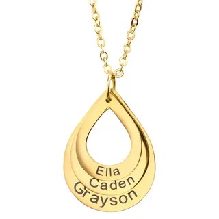 Engraved Drop Shaped Family Necklace 1