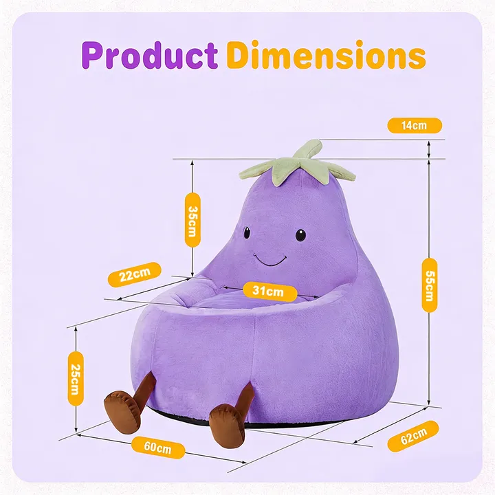 Plushfy™ Eggplant Bean Bag Chair 8