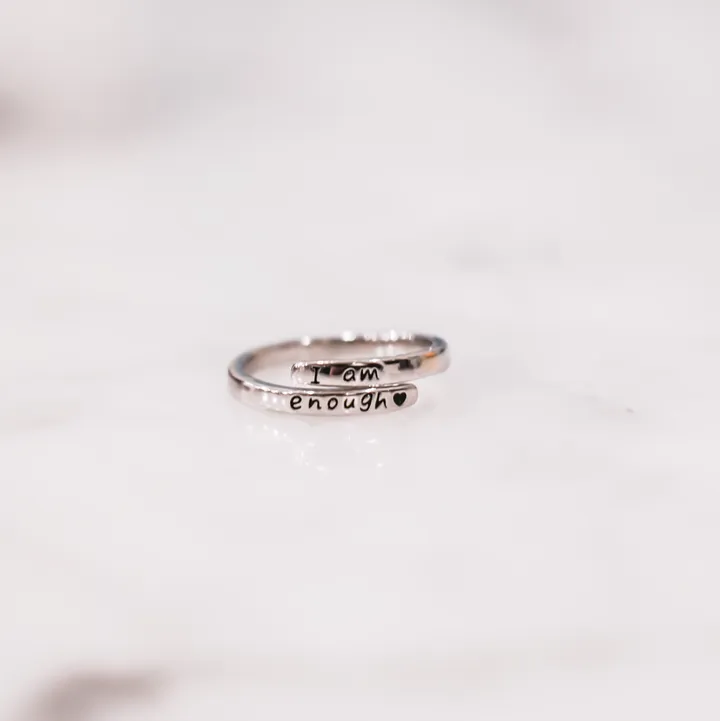 "I Am Enough" Sterling Silver Adjustable Ring 2