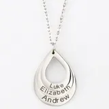 Engraved Drop Shaped Family Necklace 4