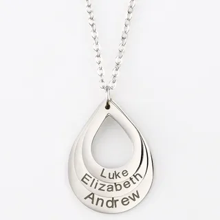 Engraved Drop Shaped Family Necklace 4