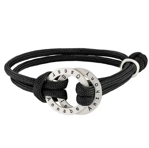 Men's Rope Bracelet with Engraved Hoop 1