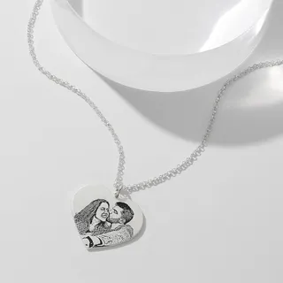 Photo Engraved Heart Memorial Necklace 5