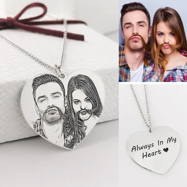 Photo Engraved Heart Memorial Necklace 8